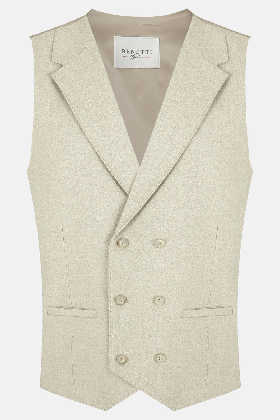 Benetti Edmund - Double Breasted Waistcoat - STONE - AVAILABLE IN STORE ONLY