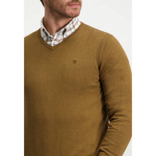 Load image into Gallery viewer, STATE OF ART Organic Cotton V Neck Jumper Tobacco
