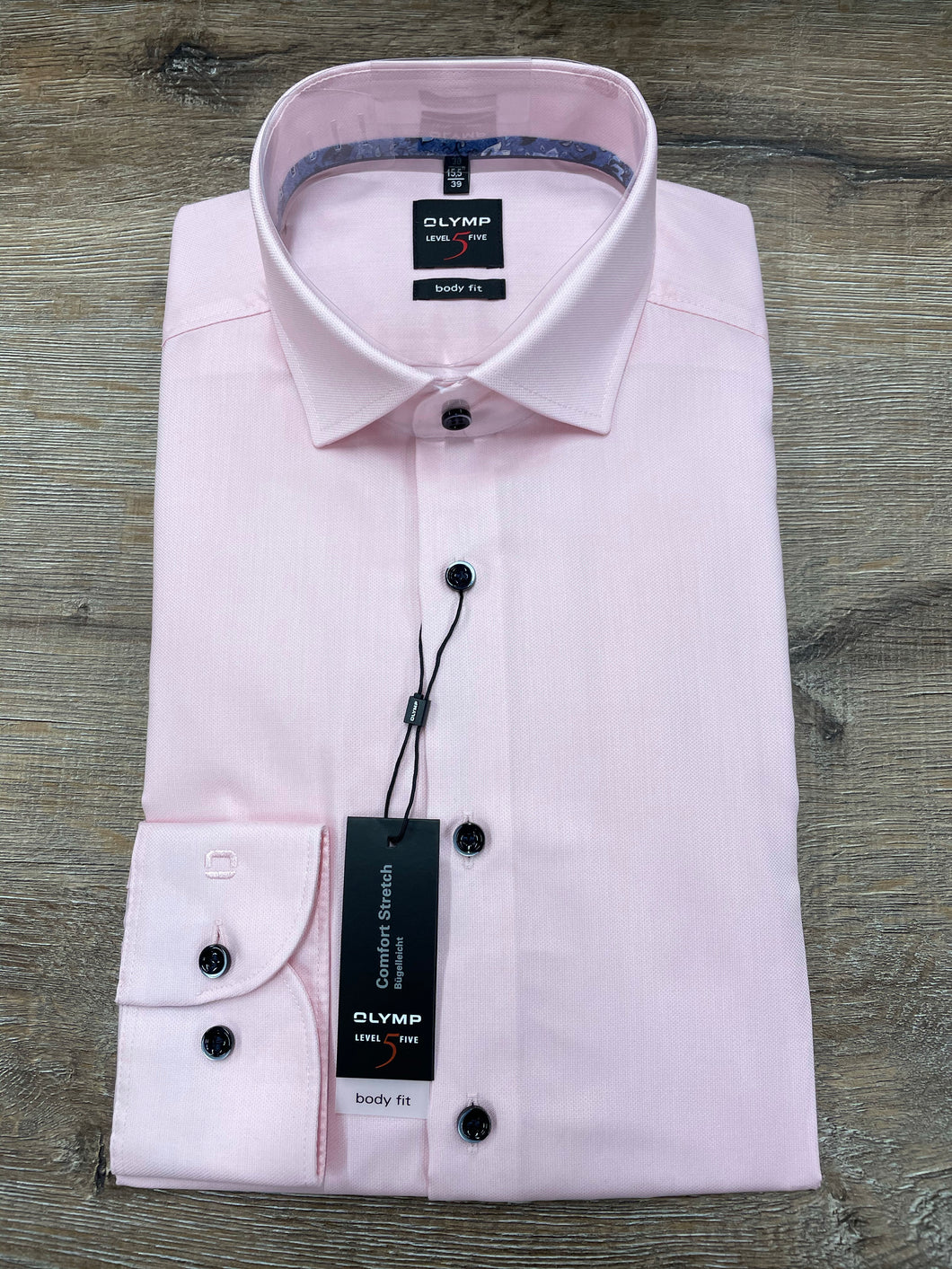 Olymp Pink Textured Fitted Shirt